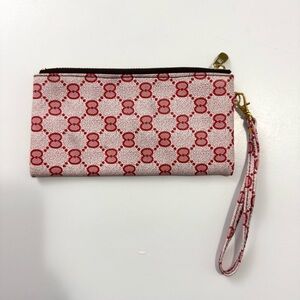 Cute Women’s Pink / Red Small Wristlet Wallet Hello Kitty Bow Inspired Pattern